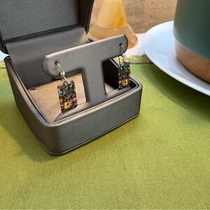 Floral Rectangular Earrings